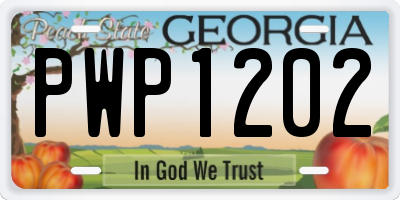 GA license plate PWP1202
