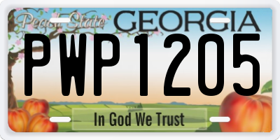 GA license plate PWP1205