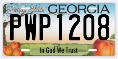 GA license plate PWP1208