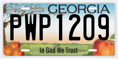GA license plate PWP1209