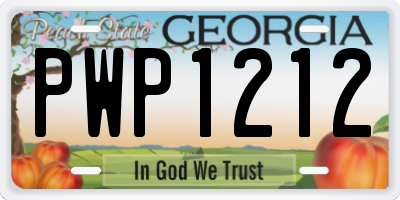 GA license plate PWP1212