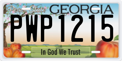 GA license plate PWP1215