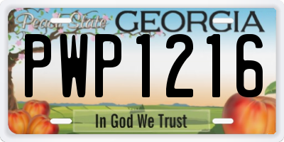 GA license plate PWP1216