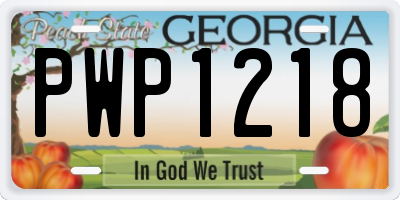 GA license plate PWP1218