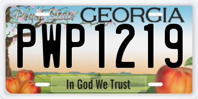 GA license plate PWP1219