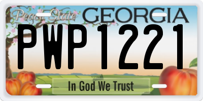 GA license plate PWP1221