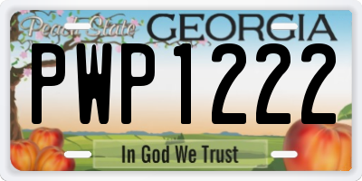 GA license plate PWP1222