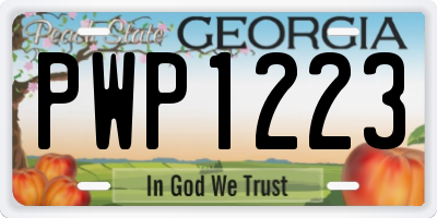 GA license plate PWP1223