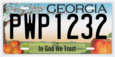 GA license plate PWP1232