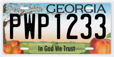 GA license plate PWP1233