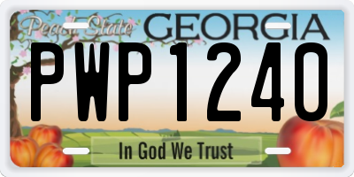GA license plate PWP1240