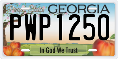 GA license plate PWP1250