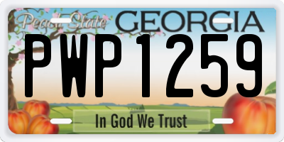 GA license plate PWP1259