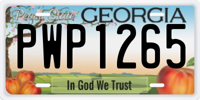 GA license plate PWP1265