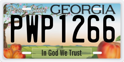 GA license plate PWP1266