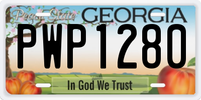 GA license plate PWP1280