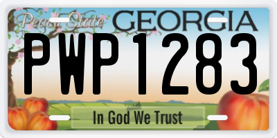 GA license plate PWP1283