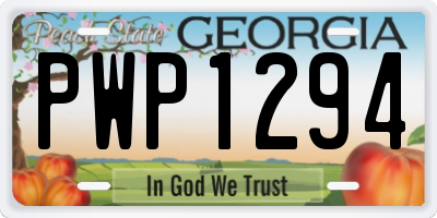 GA license plate PWP1294