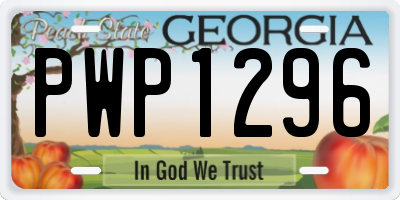 GA license plate PWP1296