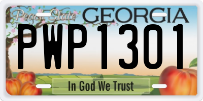 GA license plate PWP1301