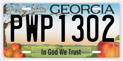 GA license plate PWP1302