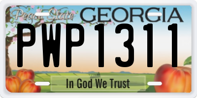 GA license plate PWP1311