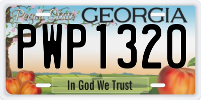 GA license plate PWP1320