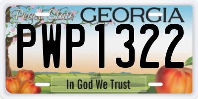 GA license plate PWP1322