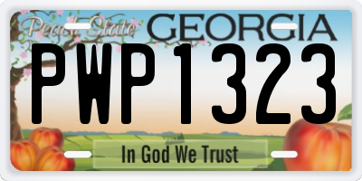 GA license plate PWP1323