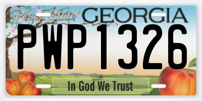 GA license plate PWP1326