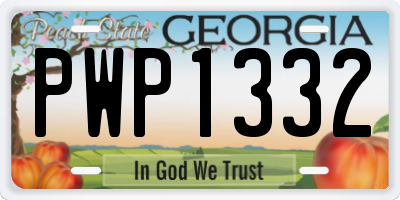 GA license plate PWP1332