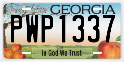 GA license plate PWP1337