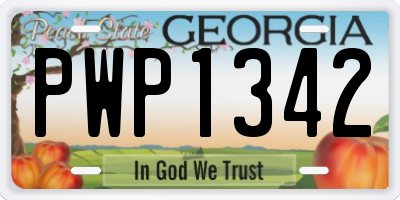 GA license plate PWP1342