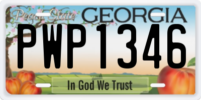 GA license plate PWP1346