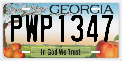GA license plate PWP1347