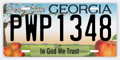 GA license plate PWP1348