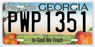 GA license plate PWP1351