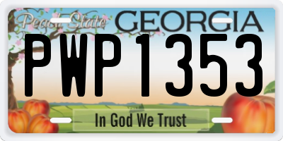 GA license plate PWP1353