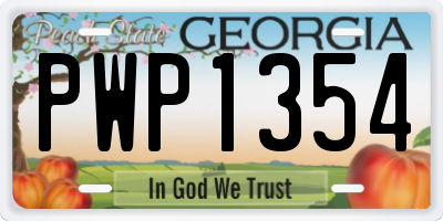 GA license plate PWP1354
