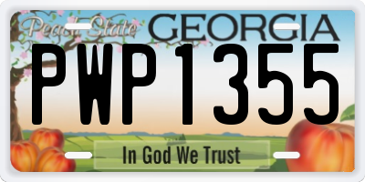 GA license plate PWP1355
