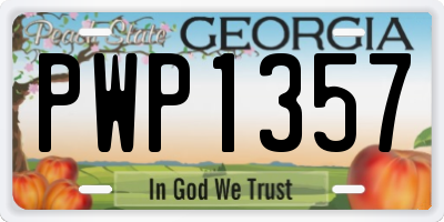GA license plate PWP1357