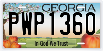 GA license plate PWP1360