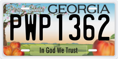 GA license plate PWP1362