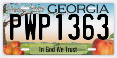 GA license plate PWP1363