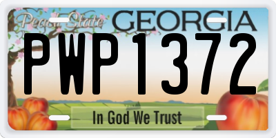 GA license plate PWP1372