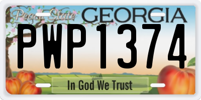 GA license plate PWP1374