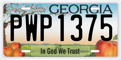 GA license plate PWP1375