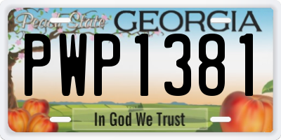 GA license plate PWP1381
