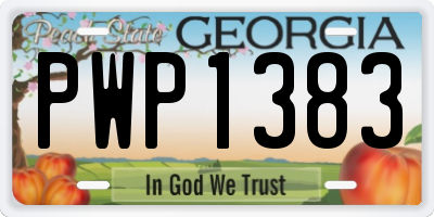 GA license plate PWP1383