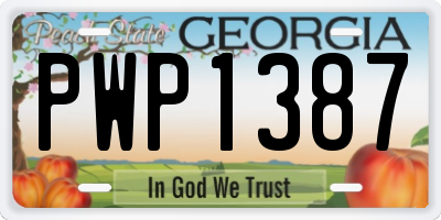 GA license plate PWP1387